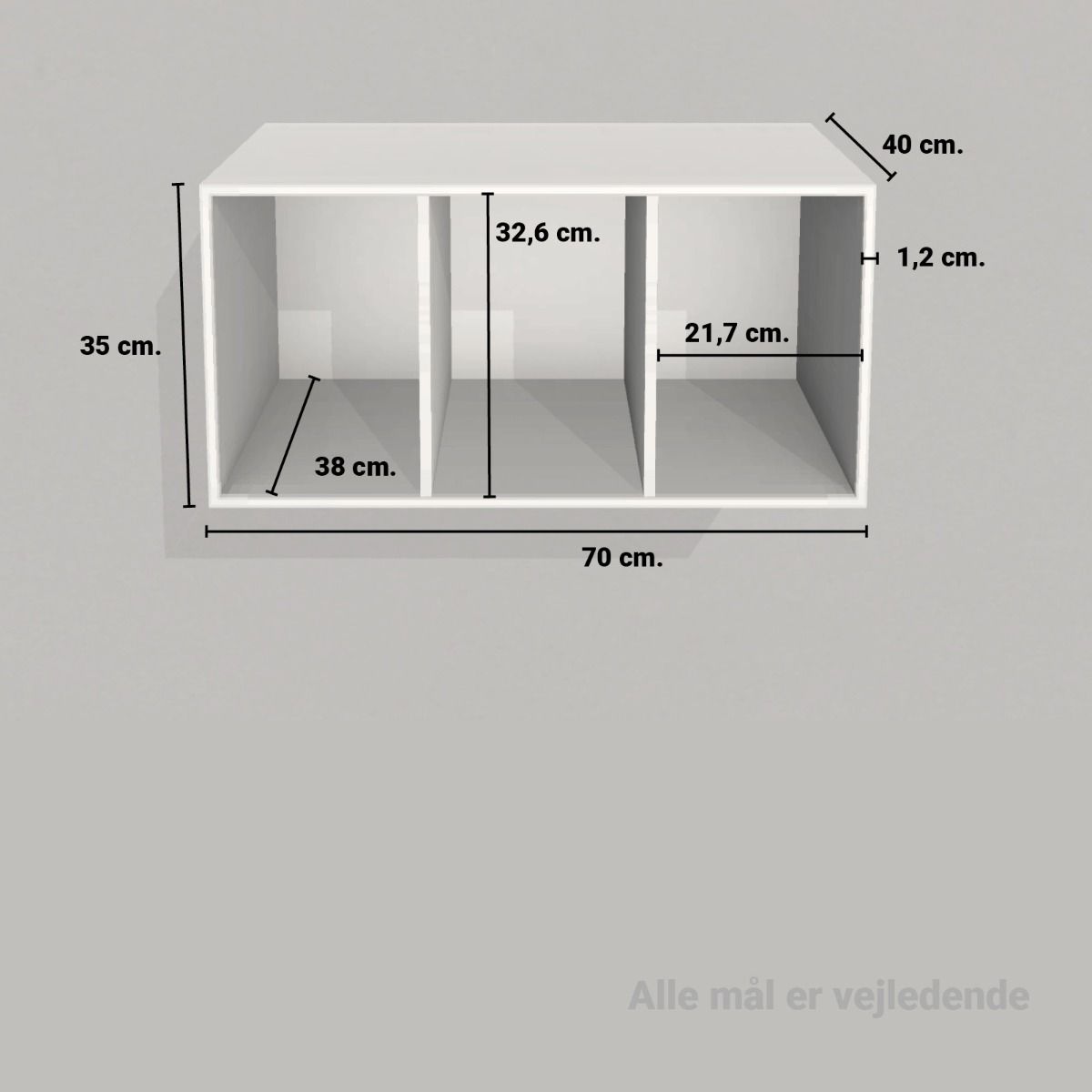 image - Kubik Color halv reolkasse - 3 rum