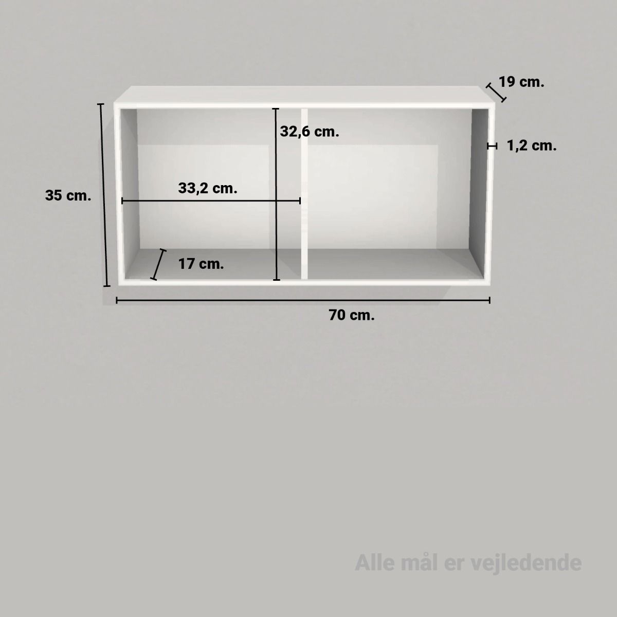image - Kubik Color halv reolkasse - 2 rum