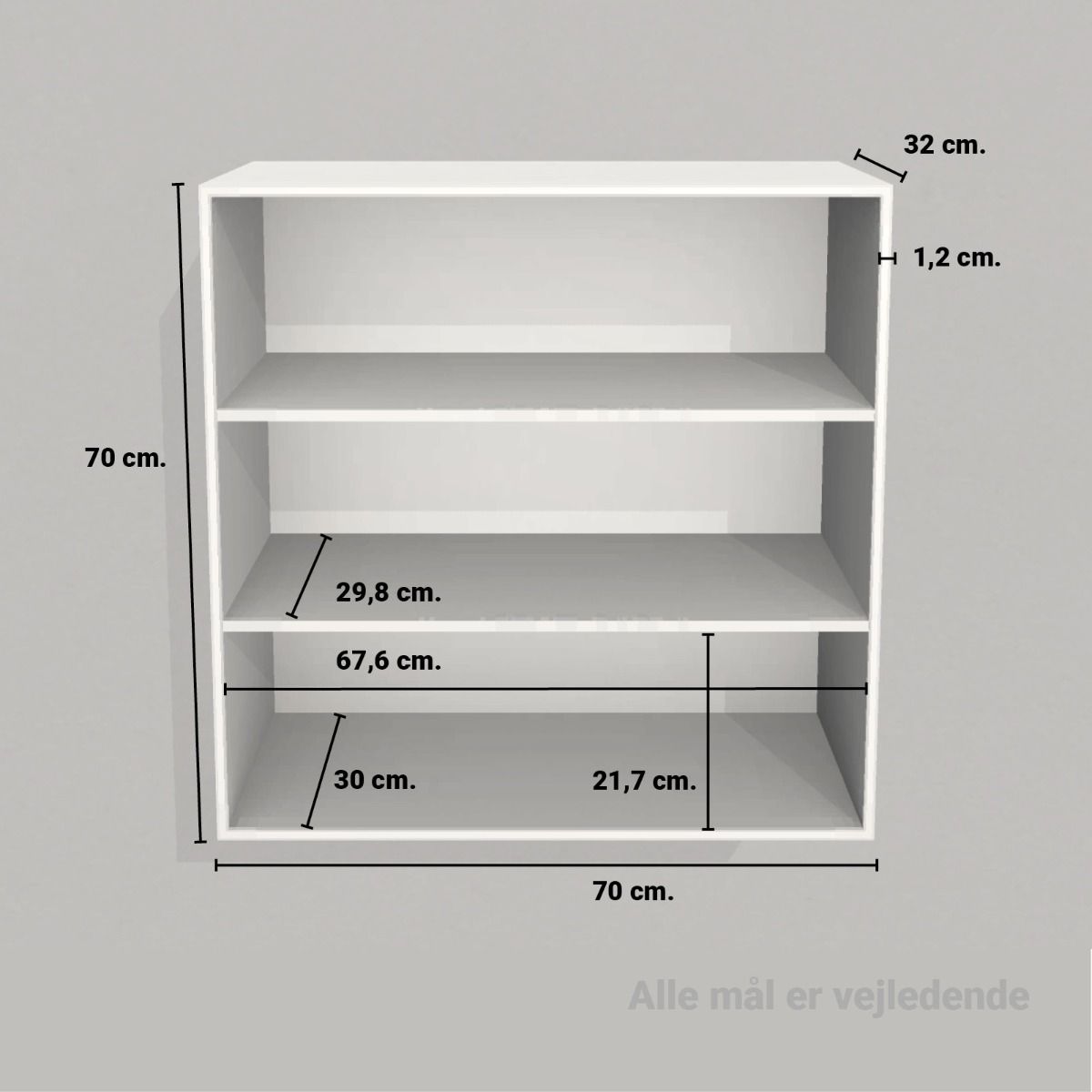 image - Kubik Træ hel reolkasse - 3 rum