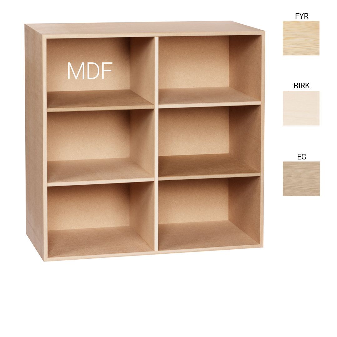 image - Kubik Træ hel reolkasse - 6 rum