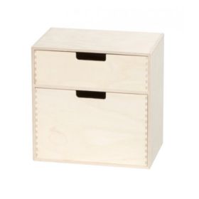 Minibyrå i björk plywood med 2 lådor (31x31x21 cm.)