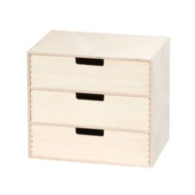 Minibyrå i björk plywood med 3 lådor - (B35 H31 D25 cm.)