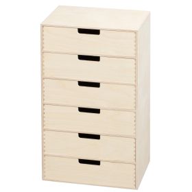 Minibyrå i björk plywood med 6 lådor (B35 H61 D25 cm.)
