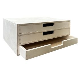 Minibyrå i björk plywood med 3 lådor (B35 H16 D25 cm.)