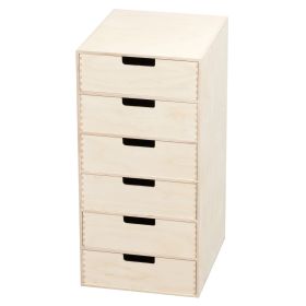 Minibyrå i björk plywood med 6 lådor (B30 H61 D36 cm.)