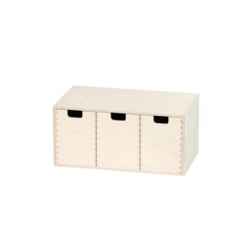 Minibyrå i björk plywood med 3 lådor (35x15xD19 cm.)