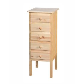 Byrå sängbord med 5 Lådor furu