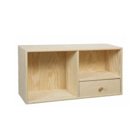 Bokhylla furu 30 x 60 x 19 cm, 1 låda och 2 fack