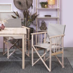 Regissörsstol i bok med kraftfullt lin tyg.