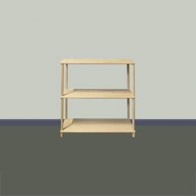 bokhylla i obehandlad furu - 3 hyllor H81 cm.