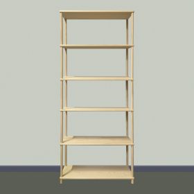 bokhylla i obehandlad furu - 6 hyllor H192 cm.