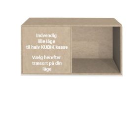 KUBIK trä, dörr – liten invändig – halv bokhylla 2 fack