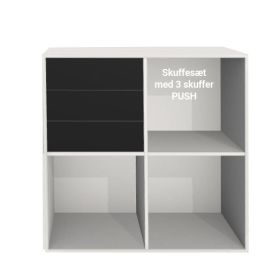 3 Lådor för (PUSH) till KUBIK Color, hel bokhylla – 4 fack