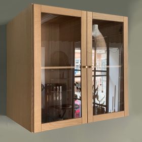 Vitrineskåp i ek - KUBIK ek med med glasdörrar (70x70 - djup 40 cm.)