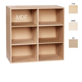 KUBIK trä 70x70 cm. - hel bokhylla med 6 fack