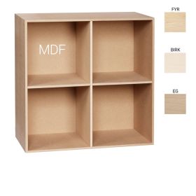 KUBIK trä 70x70 cm. - hel bokhylla med 4 fack